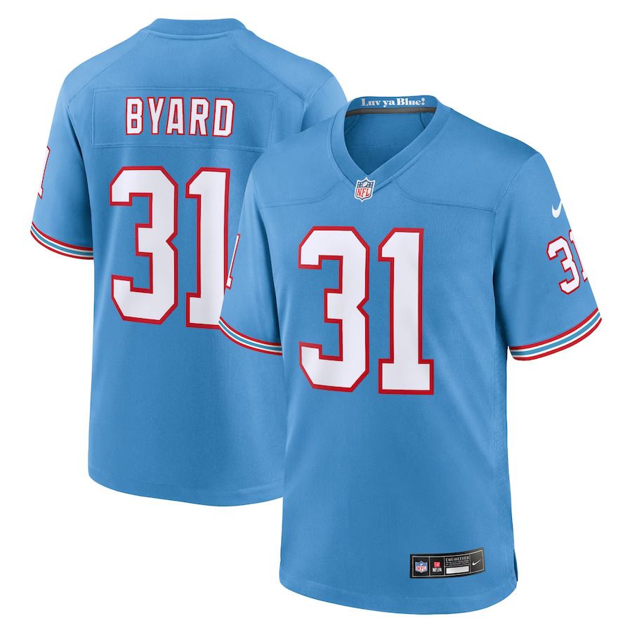 Men Tennessee Titans 31 Kevin Byard Nike Light Blue Oilers Throwback Alternate Game Player NFL Jersey